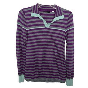 Lux Pullover Sweater Women Medium Purple And Gray Long Sleeve Preppycore Classic